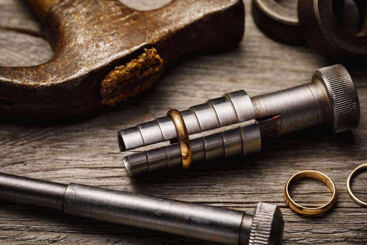 Gullsmed strekker en ring – fagmessig smykkereparasjon